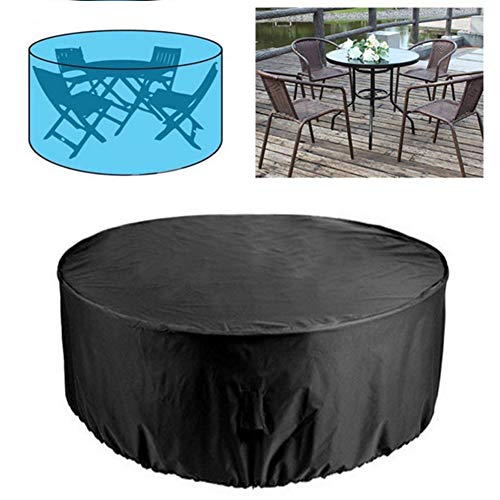 Amusingtao - Funda para muebles de jardín, redonda, impermeable, resistente, circular para muebles de patio, refugio, antiUV, para mesa de comedor, antipolvo