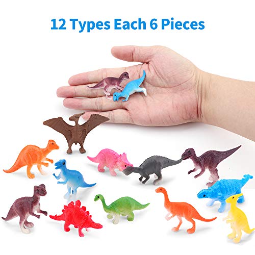 Amy & Benton Juego de Mini Dinosaurios, 72 Piezas Dinosaurios de Juguete Dinosaurio Jurásico Mundo Dinosaurio del Mundo Zoológico para 3-6 Niños, Adornos para Pasteles, Favoritos para Fiesta