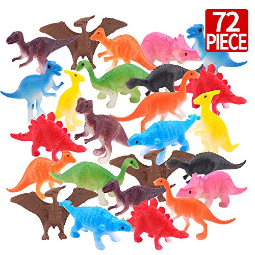 Amy & Benton Juego de Mini Dinosaurios, 72 Piezas Dinosaurios de Juguete Dinosaurio Jurásico Mundo Dinosaurio del Mundo Zoológico para 3-6 Niños, Adornos para Pasteles, Favoritos para Fiesta