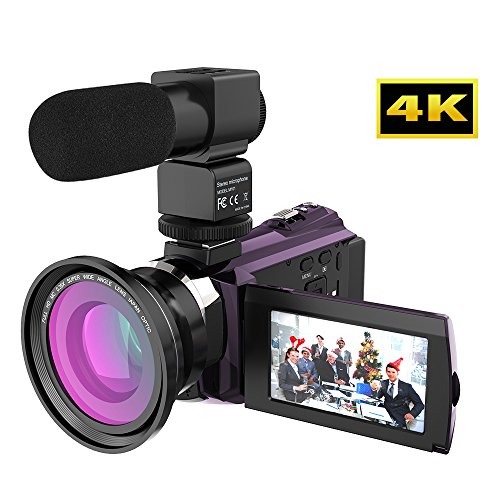 Andoer Videocámara Grabadora Digital 4 K 1080P 48 MP WiFi con Chip Novatek Master 96660 Pantalla Táctil Capacitiva 3 Pulgadas Visión Nocturna Infrarroja Zoom 16x