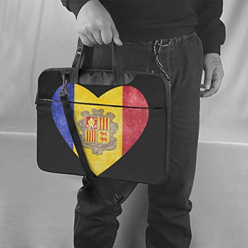 Andorra Heart Flag Laptop Bag Un Hombro Bolsa para portátil a Prueba de Golpes