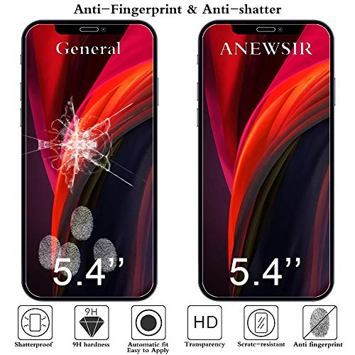 ANEWSIR [3 pack] Protector de Pantalla Para iPhone 12 mini/12 5.4, Con marco de posicionamiento,Cristal Templado Vidrio Templado Protector [9H Dureza] [Ultra-transparente] [Resistente a Arañazos]