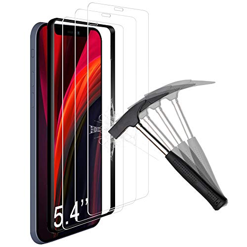 ANEWSIR [3 pack] Protector de Pantalla Para iPhone 12 mini/12 5.4, Con marco de posicionamiento,Cristal Templado Vidrio Templado Protector [9H Dureza] [Ultra-transparente] [Resistente a Arañazos]