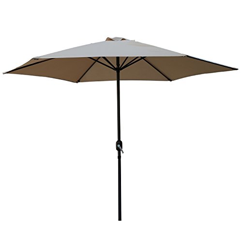 Angel Living 300cm Parasol de Aluminio con Inclinación, con Manivela, Sombrilla con Mástil de Aluminio de 38mm para Patio Terraza Playa (Beige)