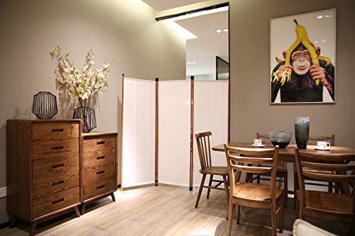 Angel Living Biombo Separador de Habitación de 3 Paneles, Decoración Elegante, Separador de Ambientes Plegable, Divisor de Habitaciones, para el Hogar, 169X165 cm (Blanco)