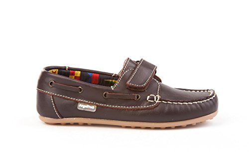 AngelitoS Nauticos para Niños Todo Piel mod.814. Calzado infantil Made in Spain, Todo piel, Garantia de Calidad.(Marrón-Chocolate-Talla 39)