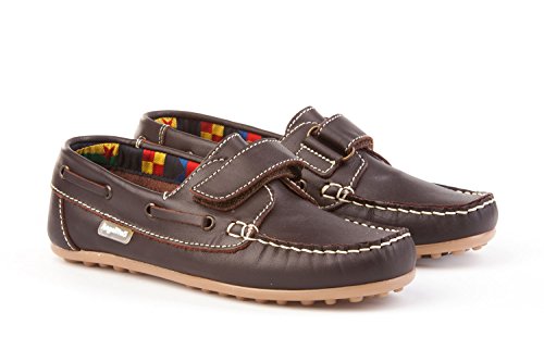 AngelitoS Nauticos para Niños Todo Piel mod.814. Calzado infantil Made in Spain, Todo piel, Garantia de Calidad.(Marrón-Chocolate-Talla 39)