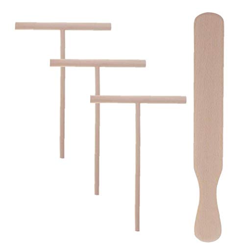 Angoter 4pcs Crepe Que Cocina Los Utensilios De Madera Crepé Y Esparcidor De Tortilla Espátula Rake Batter Herramientas Spreading