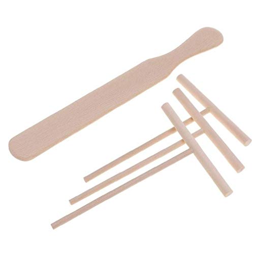 Angoter 4pcs Crepe Que Cocina Los Utensilios De Madera Crepé Y Esparcidor De Tortilla Espátula Rake Batter Herramientas Spreading