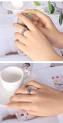 Anillo Simple De Acero De Titanio Moda De Cinco Puntas Estrella Creativa Corona Diamante Joyería para Mujer Plata, Tamaño 12