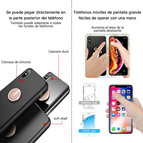 Anillo Soporte móvil universal para el Dedo,Titular del teléfono,Soporte Teléfono con rotación 360ºAnilla metálica de Ajuste,Ring Stand Holder para iPhone 11 XS MAX,Samsung S10 S20,etc,2 Pcs/Oro rosa.