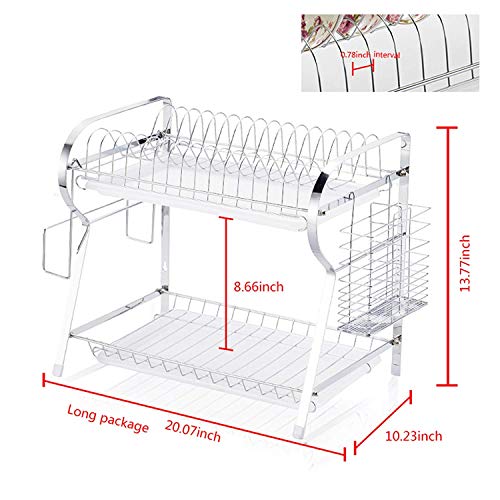 ANMAS Home - Escurridor de platos, 2 niveles, cromado, montaje en pared, multiusos