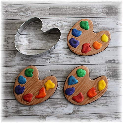 Ann Clark Cookie Cutters Juego de 2 cortadores de galletas artista con libro de recetas, paleta de pintor y pincel