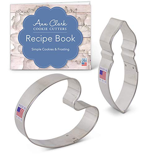 Ann Clark Cookie Cutters Juego de 2 cortadores de galletas artista con libro de recetas, paleta de pintor y pincel