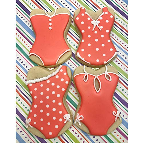 Ann Clark Cookie Cutters Juego de 3 cortadores de galletas verano/natación con libro de recetas, gafas de sol, bañador corto y traje de baño