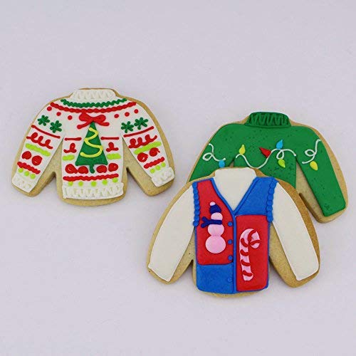 Ann Clark Cookie Cutters Juego de 4 cortadores de galletas invierno / Navidad con libro de recetas, copo de nieve, jersey, manopla y gorro de invierno - Acero fabricado en EE. UU.