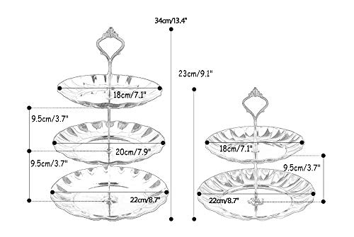 ANPI 2—3 Capas Fruta Flan Postre Plato Erguido De Acero Inoxidable Para Caramelo Buffet Boda Casa Fiesta Actividad y Servicio Plato De Frutas (Color plata, 2 plano)