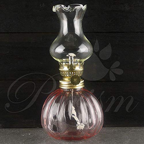 Antisue Cristal Retro lámpara de keroseno Inicio de Escritorio Colectivo de Aceite Linterna nostálgico Elegante lámpara de Aceite Pequeño Comedor Salón Noche de la decoración Luz (Color : Rosado)