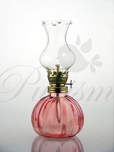 Antisue Cristal Retro lámpara de keroseno Inicio de Escritorio Colectivo de Aceite Linterna nostálgico Elegante lámpara de Aceite Pequeño Comedor Salón Noche de la decoración Luz (Color : Rosado)