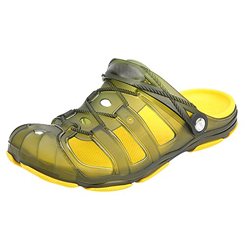 ANUFER Hombres Inodoro EVA Zapatos de Gelatina Casual Zuecos Mulas Verano Zapatillas Sandalia Amarillo SN01038 EU40