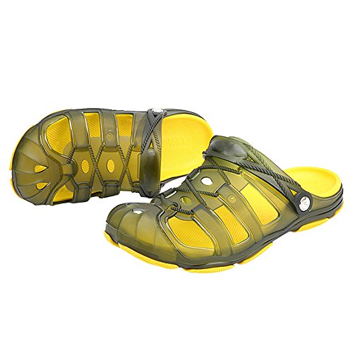 ANUFER Hombres Inodoro EVA Zapatos de Gelatina Casual Zuecos Mulas Verano Zapatillas Sandalia Amarillo SN01038 EU43