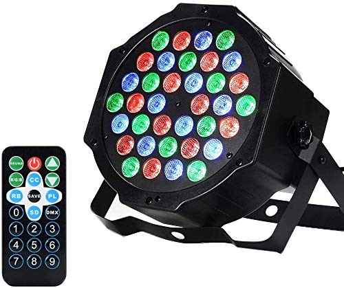 AONCO Luz de Escenario Par LED Luz de Discoteca, 36W 36LED RGB Soporte de modo sonido maestro automático DMX512 7 canales proyector Luz Lámpara Etapa luz ambiental para Disco, KTV, Bar