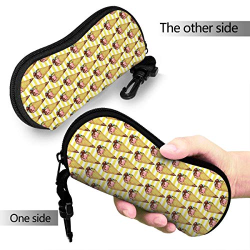 AOOEDM - Estuche blando para gafas de sol, ultraligero, portátil, con cremallera, de neopreno, estuche para anteojos, estuche protector para gafas con clip para cinturón, helado de chocolate, waffle