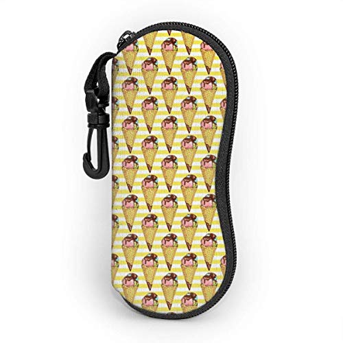 AOOEDM - Estuche blando para gafas de sol, ultraligero, portátil, con cremallera, de neopreno, estuche para anteojos, estuche protector para gafas con clip para cinturón, helado de chocolate, waffle