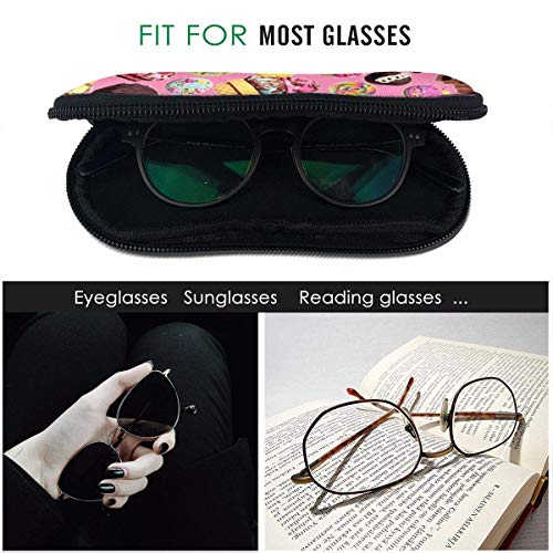 AOOEDM - Estuche blando para gafas de sol, ultraligero, portátil, de neopreno con cremallera, estuche para anteojos, estuche de protección para gafas con clip para cinturón, helado de rosquillas de c