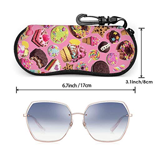 AOOEDM - Estuche blando para gafas de sol, ultraligero, portátil, de neopreno con cremallera, estuche para anteojos, estuche de protección para gafas con clip para cinturón, helado de rosquillas de c