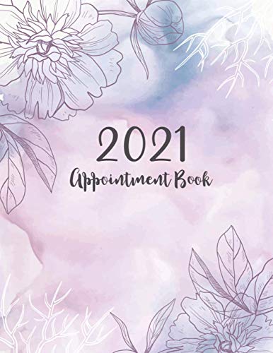 Appointment Book 2021 Daily and Hourly: Purple Pastel Cover | Weekly and Monthly Daily Planner With Hourly Schedule with Times Slots 15 Minutes Interval | Jan. 2021 - Dec. 2021