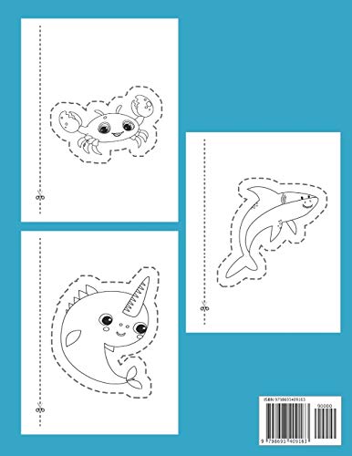 Aprender A Recortar Edición Animales Marinos: Cuaderno De Actividades Preescolar - Colorear Animales Marinos - Recortar y Colorear