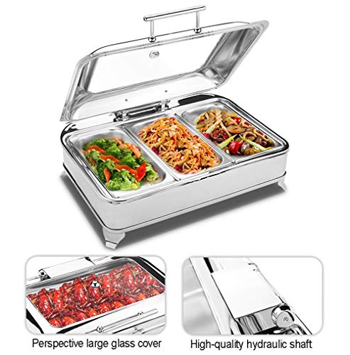 Aprilhp Chafing Dish, Servidor de Buffet, 9L Calentador de Alimentos de Acero Inoxidable, Calienta Platos Electrico Calentador Buffet - Mantenga la Comida Calientegn1/2