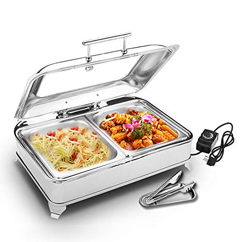 Aprilhp Chafing Dish, Servidor de Buffet, 9L Calentador de Alimentos de Acero Inoxidable, Calienta Platos Electrico Calentador Buffet - Mantenga la Comida Calientegn1/2