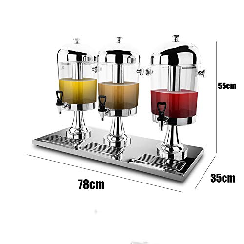 Aprilhp Comerciales Acero inoxidable Dispensador de bebidas frías, Dispensador para zumos, cócteles o limonada, Desayunos Bufé Servicio en Hoteles(3×8L)