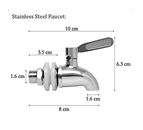 Aprilhp Dispensador de Bebidas Frías de 16 Litros / 4.2 Gal, Dispensador de Agua con Grifo, Comerciales de Acero Inoxidablepara Desayunos Bufé Servicio en Hoteles