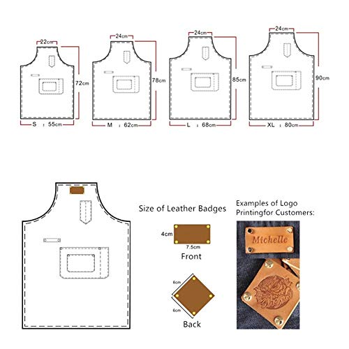 Apron ZYJ Gris Lienzo Delantal de la Piel de Vacuno Correa Barista Camarero Barbacoa Chef de repostería camareros Desgaste Uniforme Peluquería Floristería Pintor Trabajo 8.13