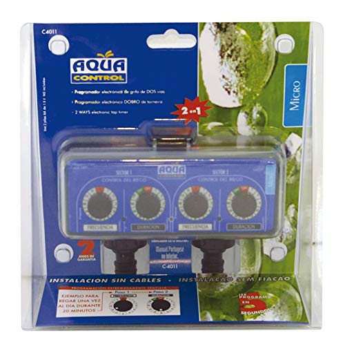 Aqua Control C4011 - Programador de Riego para Jardín - Para todo tipo de Grifos - Con 2 salidas independientes