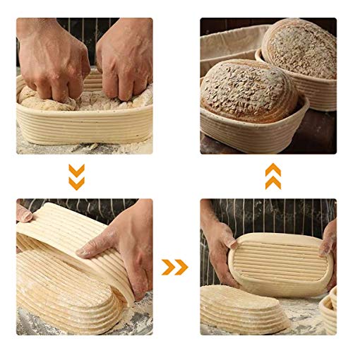 Aqualin Canasta Panificadora Banneton Canasta de Masa para Hornear Brotform Masa De Ratán Rising Sourdough Set 28cm Oval