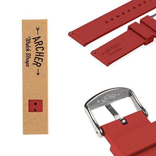 Archer Watch Straps | Repuesto de Correa Reloj de Silicona para Hombre y Mujer, Caucho Fácil de Abrochar para Relojes y Smartwatch | Rojo Veneciano, 18mm