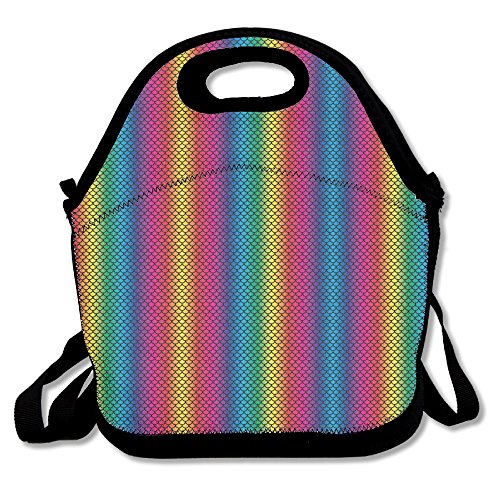 Arco iris de sirena escala vinilo bolsa para el almuerzo bolsa bolso fiambrera para la escuela trabajo al aire libre