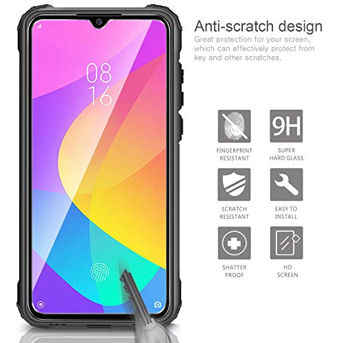 AROYI Funda Xiaomi Mi 9 Lite + Protectores de Pantalla in Cristal Templado, Robusta Carcasa Híbrida TPU + PC de Doble Capa Anti-arañazos Caso para Xiaomi Mi 9 Lite Negro