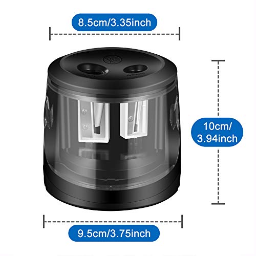 ARPDJK Sacapuntas eléctrico, USB y batería de alimentación, 6 hojas, 2 agujeros, resistente y automático, con gran contenedor para niños, artista, salón de clases y oficina