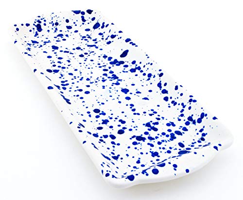 ART ESCUDELLERS Bandeja Brazo Gitano en Ceramica Hecha y Pintada a Mano con decoración Mate Azul. 36 cm x 14 x 2,5 cm