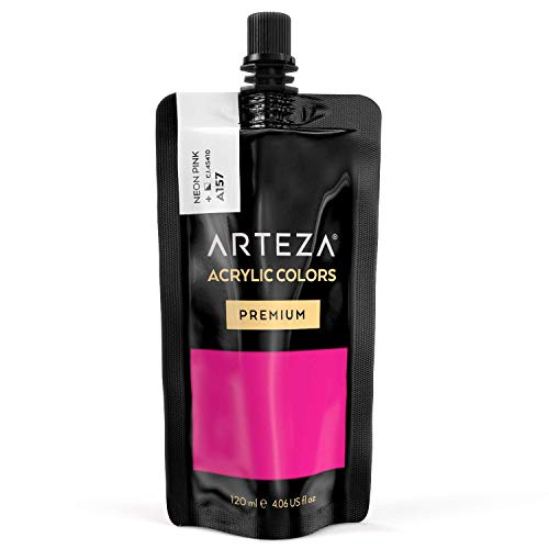 Arteza Pintura acrílica para manualidades y arte | Tubo de 120 ml | Acrílico de color Rosa Neón