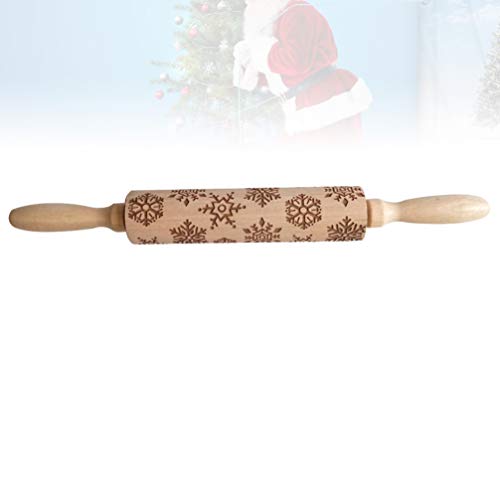 Artibetter símbolos de navidad rodillo de madera rodillo de madera con copo de nieve para hornear galletas de mármol pasta de pasta de azúcar fondant