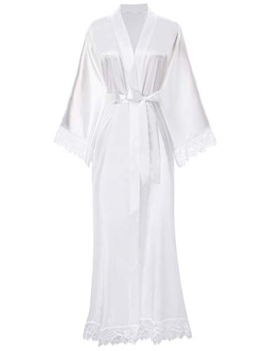 ArtiDeco Kimono Vestido Puramente Blanco Bata para Novia Dama de Honor Pijama para Boda Fiesta de Chicas