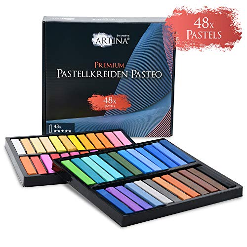 Artina Pasteo Master Series Soft Pastel - Tiza Pastel - Calidad de Estudio - Set de 48 Colores con Caja