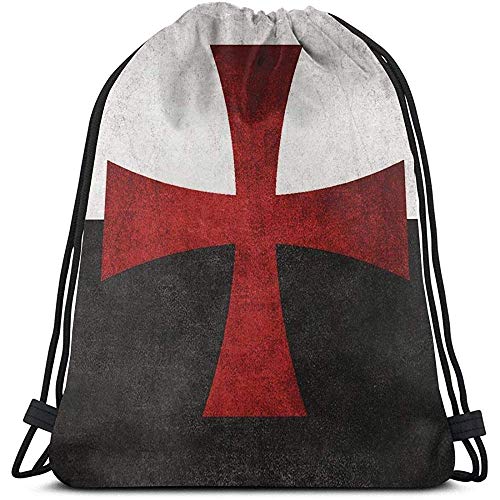 Arvolas Bolsas con cordón de Gimnasio Cruz de Hierro Rojo Patrón de la Vendimia Bolsa de Tiras de Cuerda Mochila de Cuerda Bolsas de cincha duraderas Bolsa de Deporte portátil