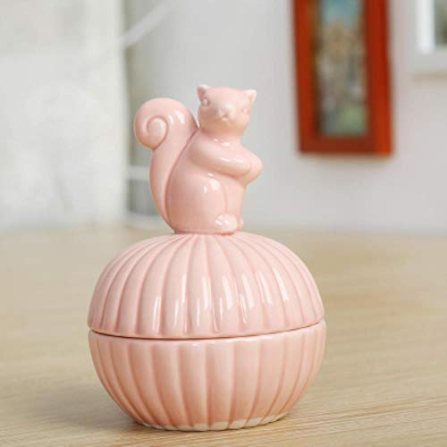 ASDAF Animales pequeños Pendientes Accesorios de la joyería de Color azucarero de Porcelana Caja de Almacenamiento de cerámica,Ardilla